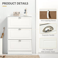 Shoe Cabinet with 3 Flip Drawers, Narrow Shoe Storage Cabinet, Holds 12 Pairs for Entryway, Hallway, White