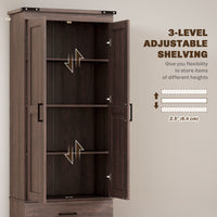 67" Tall Kitchen Pantry Storage Cabinet, Kitchen Pantry Cabinet with Doors, Drawers and Adjustable Shelves