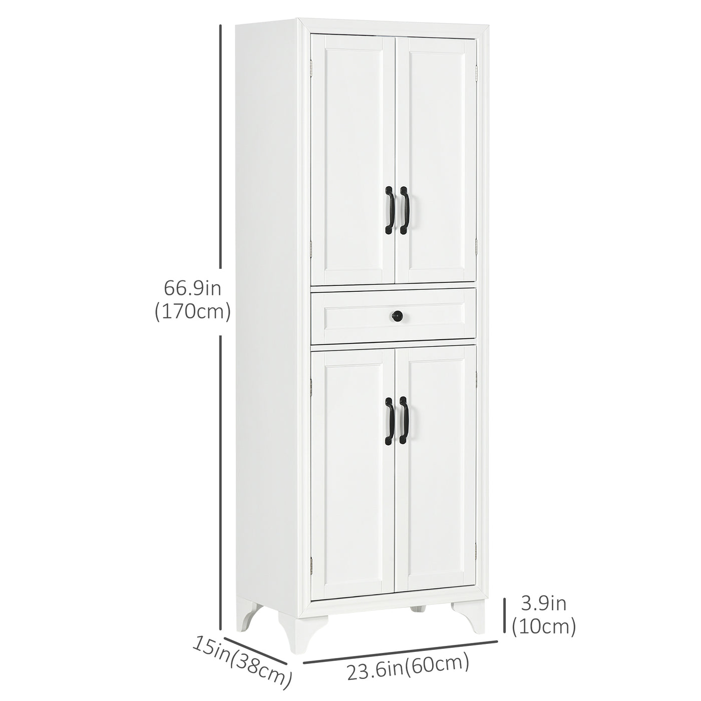 Freestanding Storage Cabinet, Kitchen Pantry Cabinet with 2 Shelves, 4 Doors, Kitchen Storage Cabinets for Dining Room