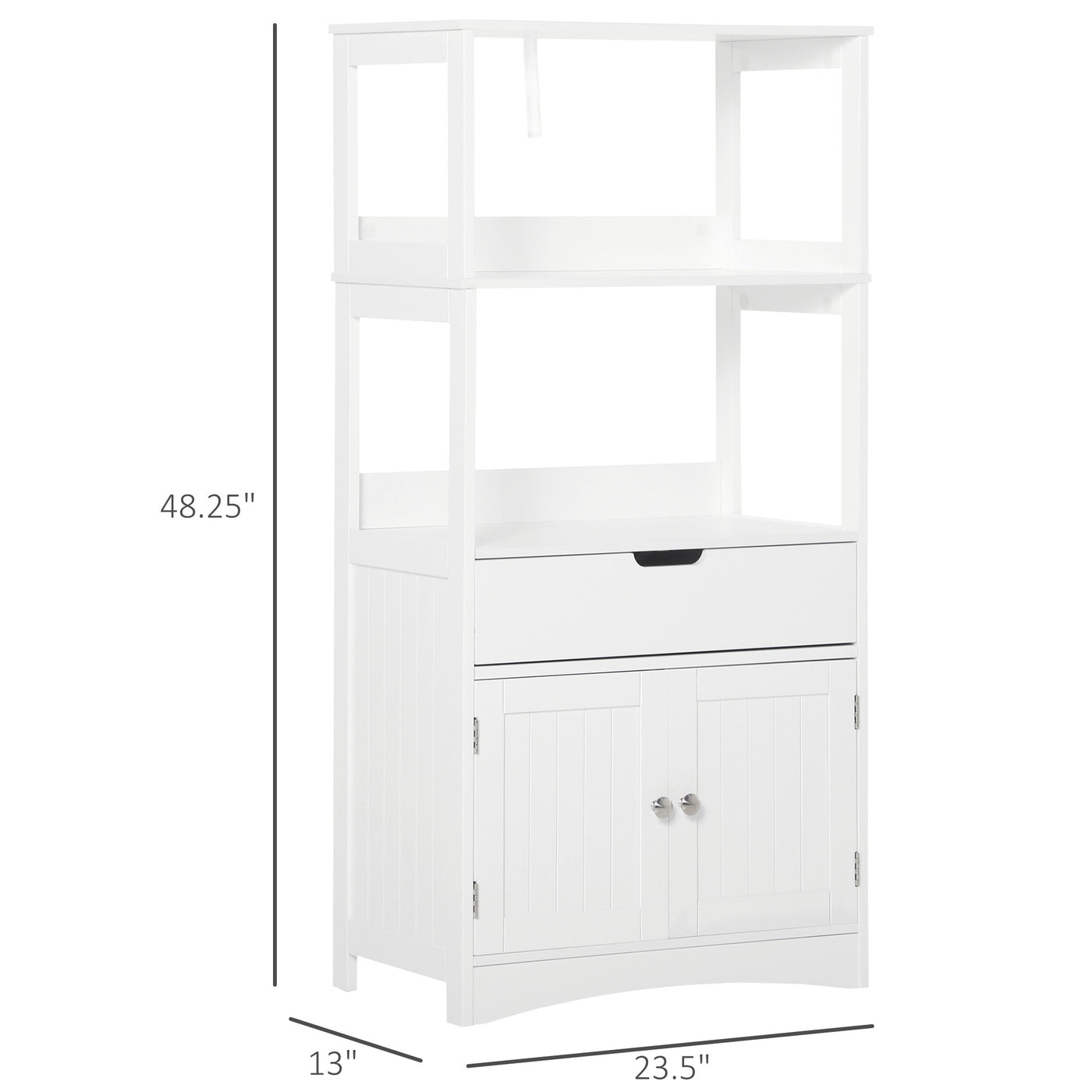 Bathroom Floor Cabinet, Free Standing Kitchen Cabinet with Shelves, Drawer and Doors, for Living Room, White