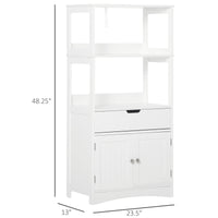Bathroom Floor Cabinet, Free Standing Kitchen Cabinet with Shelves, Drawer and Doors, for Living Room, White