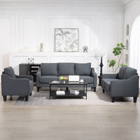 Loveseat Sofa, Modern Couch with Pocket Spring, Linen Upholstered, Thick Padded, Charcoal Grey