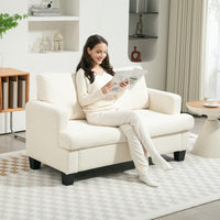54.3" Loveseat Sofa, 2 Seater Sofa with Removable Cushions, Small Couch with Wood Frame for Living Room, Cream White