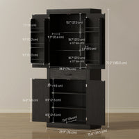 72" Kitchen Pantry Cabinet, Farmhouse Kitchen Storage Cabinet with 4 Barn Doors, 6 Door Shelves, Drawer, Black