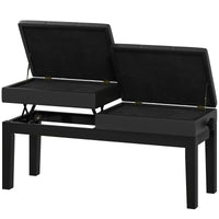 Piano Bench with Storage, Height Adjustable Piano Stool, PU Leather Tufted Keyboard Seat, Black