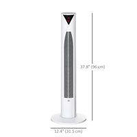 Freestanding Tower Fan Cooling for Home Bedroom with 3 Speed, 12h Timer, Oscillating, LED Sensor Panel, Remote Controller, White