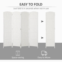 6ft Folding Room Divider, 4 Panel Wall Partition with Wooden Frame for Bedroom, Home Office, White