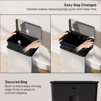 Garbage Bin, Soft-Close Trash Can with Foot Pedal, 5 Gallon (20 L) Garbage Can with Removable Inner Bucket, Silver