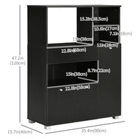 Compact Kitchen Pantry Buffet Server Hutch Storage Cabinet  with Microwave Oven Stand Drawer and Shelves, Black
