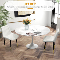 Dining Chairs Set of 2, Modern Kitchen Chair with PU Leather Upholstery and Steel Legs for Living Room, Bedroom, Cream