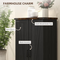Farmhouse Kitchen Pantry Storage Cabinet, Kitchen Pantry Cabinet with Doors and Adjustable Shelves, Black