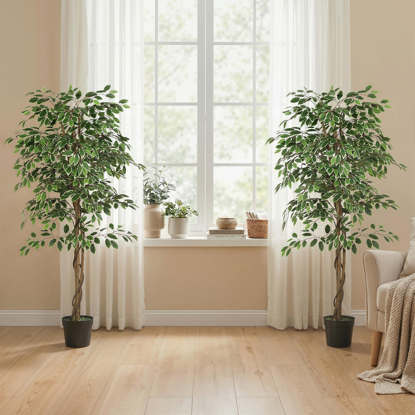 5.3 FT Artificial Tree, Indoor Fake Ficus with Pot, for Home Office Living Room Decor