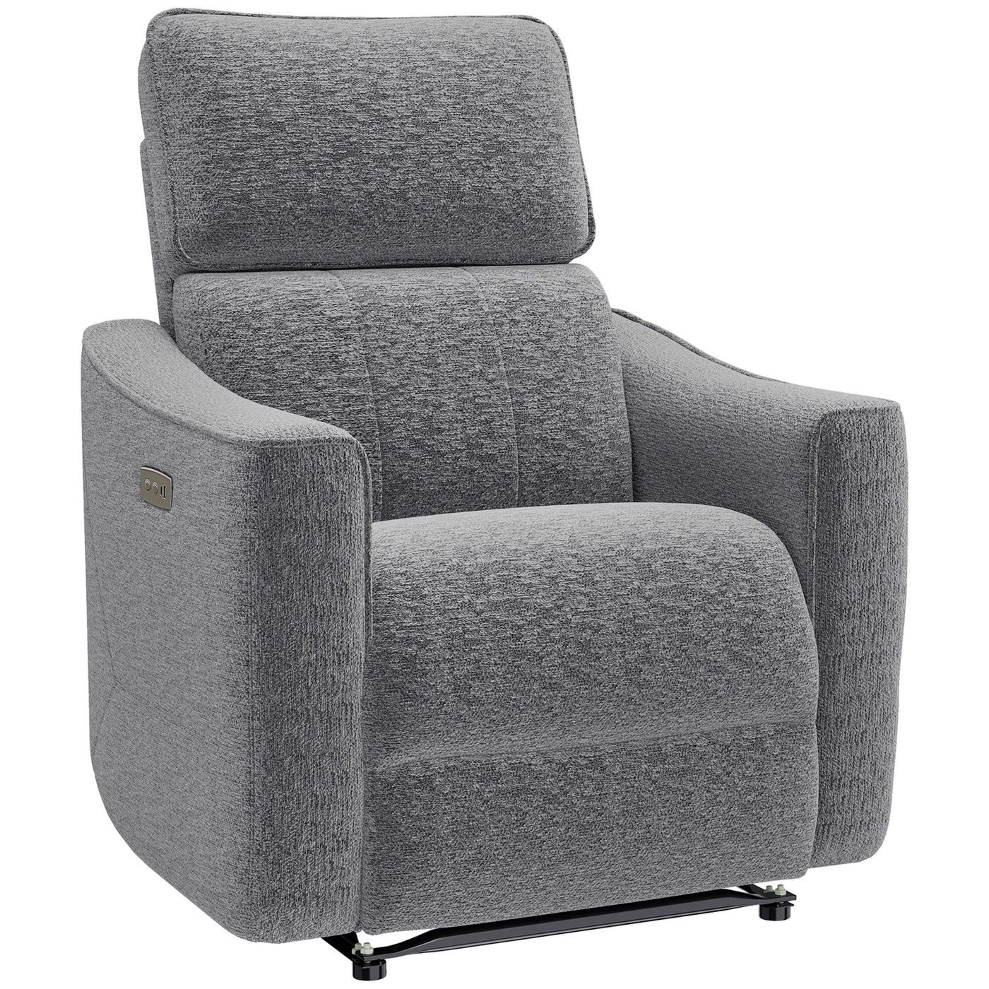 Power Recliner Chair, Chenille Upholstered Recliner Chair with USB Ports, Footrest, Dark Grey