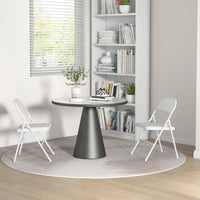 Set of 2 Metal Foldable Chairs, PU Leather Padded Folding Chairs with Cushion Seat and Open Back for Indoor, White