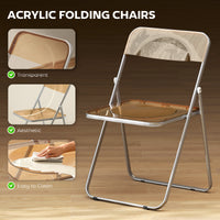 4 Pack Acrylic Foldable Chairs, Transparent Folding Chairs for Living Room, Home Office, Party, Orange