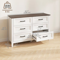 Wide Dresser for Bedroom with 6 Drawers Storage Chest of Drawers for Living Room, Closet, Laundry, Entryway