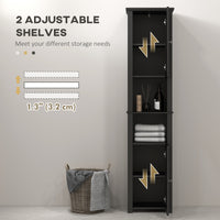 Tall Medicine Cabinet, Freestanding Bathroom Storage Cabinet with Shelves and 2 Cupboards, Bathroom Organizer, Black