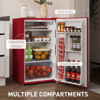 Compact Refrigerator, Mini Fridge with Freezer, Adjustable Shelf, Mechanical Thermostat and Reversible Door, Red