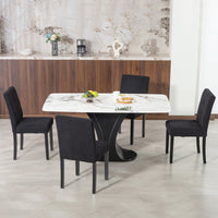 Modern Dining Chairs Set of 4, Kitchen Chairs with Rubberwood Legs and Padded Seat, Black