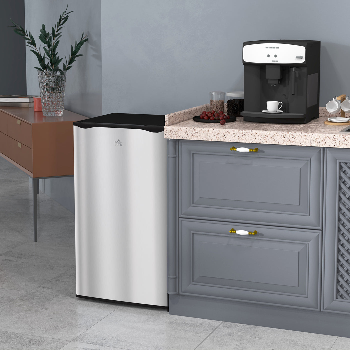 Compact Refrigerator, Mini Fridge with Freezer, Adjustable Shelf, Mechanical Thermostat and Reversible Door, Silver