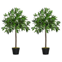 3FT Artificial Laurel Tree Set of 2, Lifelike Fake Plant with 564 Leaves, Potted Fake Plant for Home Office Decor, Green