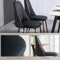 Upholstered Dining Chairs Set of 4, Velvet Accent Chair with Back and Wood-grain Steel Leg for Kitchen, Black