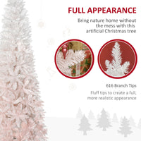 7ft Pencil Artificial Christmas Tree with Pine Realistic Branches, Auto Open, Pink and White