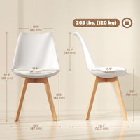 Modern Dining Table Chairs Set of 6, Rubber Wood Kitchen Table Chairs with PU Leather Cushion for Living Room, Bedroom