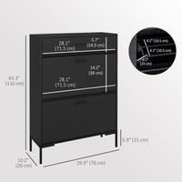 Modern Shoe Cabinet Storage 12 Pair Shoe Organizer with 2 Flip Doors Drawer and Adjustable Shelf Black