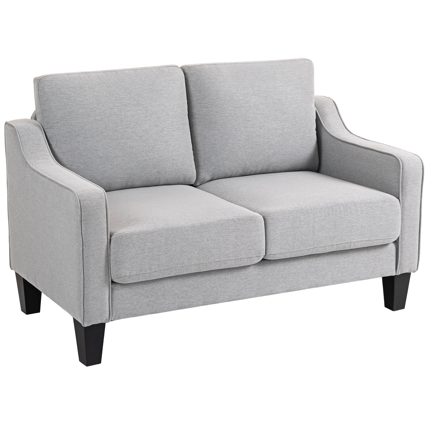 Loveseat Sofa, Modern Couch with Pocket Spring, Linen Upholstered, Thick Padded, Light Grey