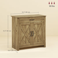 Farmhouse Sideboard Buffet Cabinet, Storage Cabinet with Barn Doors, Nature Wood