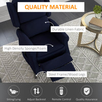 Push Back Recliner Chair, Vibration Massage Recliner for Living Room with Extendable Footrest, Remote, Pocket, Blue
