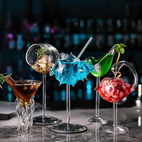 Creative Cocktail Glass Thorn Fish-Shaped Goblet Glass Bar KTV Nightclub Party Drinking Cup Octopus Bird-Shaped Wine Juice Cup
