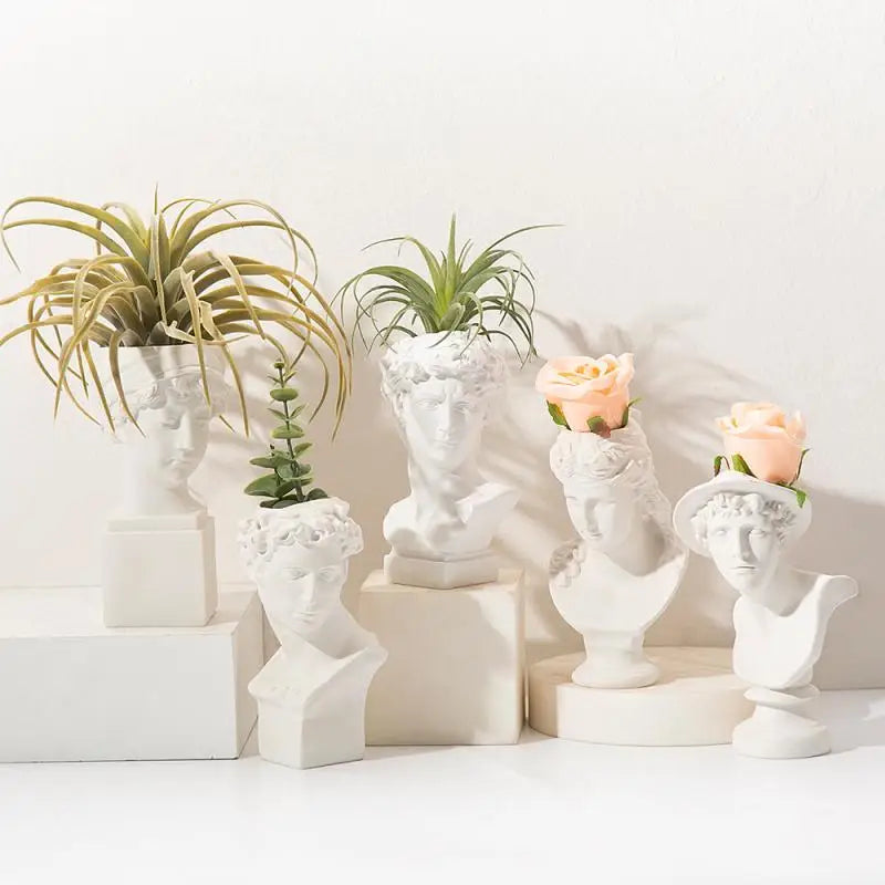 David Creative Portrait Vase Human Head Flower Vases Decorative Ornaments Resin David Home Flowers Art Decor