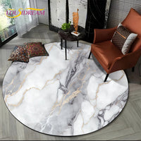 Luxurious Colour Marble Blue Green Gold Round Carpet Rug for Living Room Bedroom Sofa Decor,Kid Area Rug Non-slip Floor Mat Gift