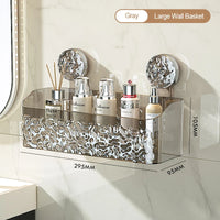 Bathroom Shelf Wall Mounted Non Perforated Suction Cup Storage Basket With Glacier Pattern For Home Storage Products