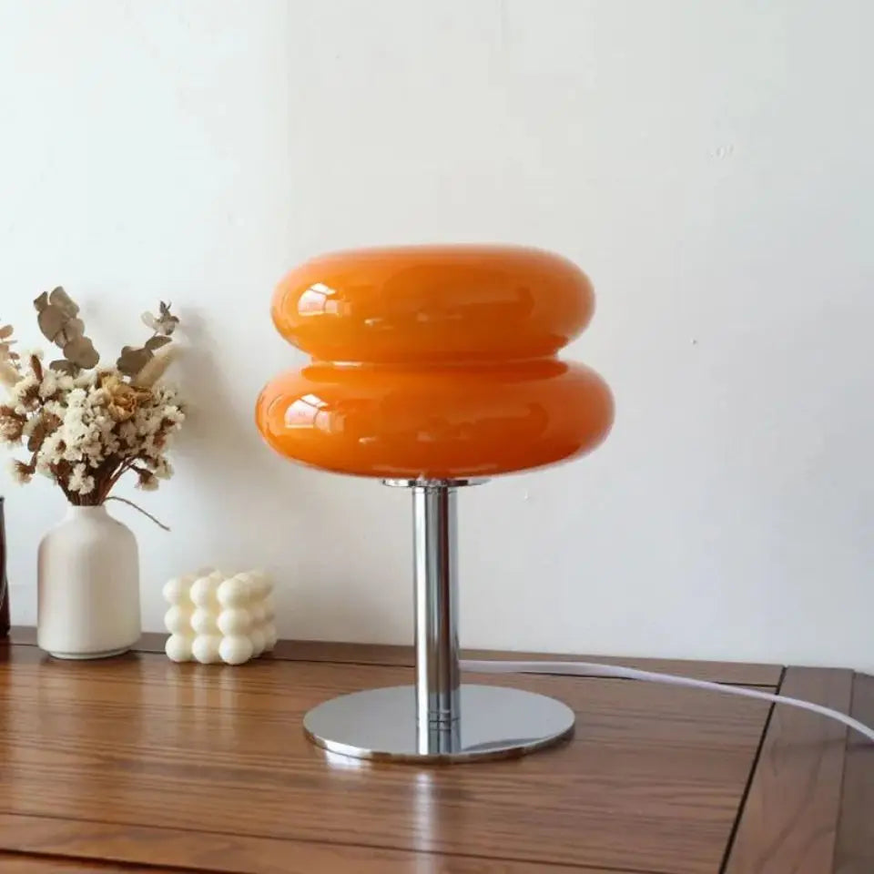 Italian Designer Glass Egg Tart Table Lamp Bedroom Bedside Study Reading Led Night Light Home Decor Atmosphere Stained Desk Lamp