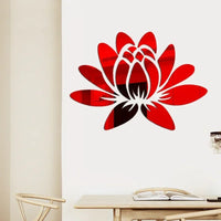 Lotus 3D Mirror Wall Sticker Home Living Room Bedroom Office Hallway Wall Decorations Acrylic Mirror Reflective Wall Sticker