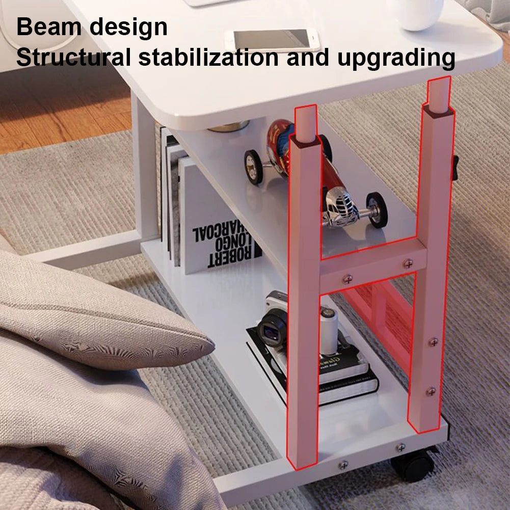 Height Adjustable Computer Desk Standing Desk Bedside Smart Game Office Desk Mobile Study Table with Rolling Wheel 60*40cm