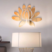 Lotus 3D Mirror Wall Sticker Home Living Room Bedroom Office Hallway Wall Decorations Acrylic Mirror Reflective Wall Sticker