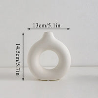 Nordic Vase Circular Hollow Ceramic Flower Vase For Home Living Room Decoration Accessories Interior Office Desktop Decor Gift