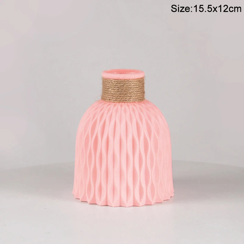 Modern Flower Vase Plastic Flower Bouquet Pot Basket Nordic Home Living Room Decoration Ornament Dinner Table Flower Arrangement