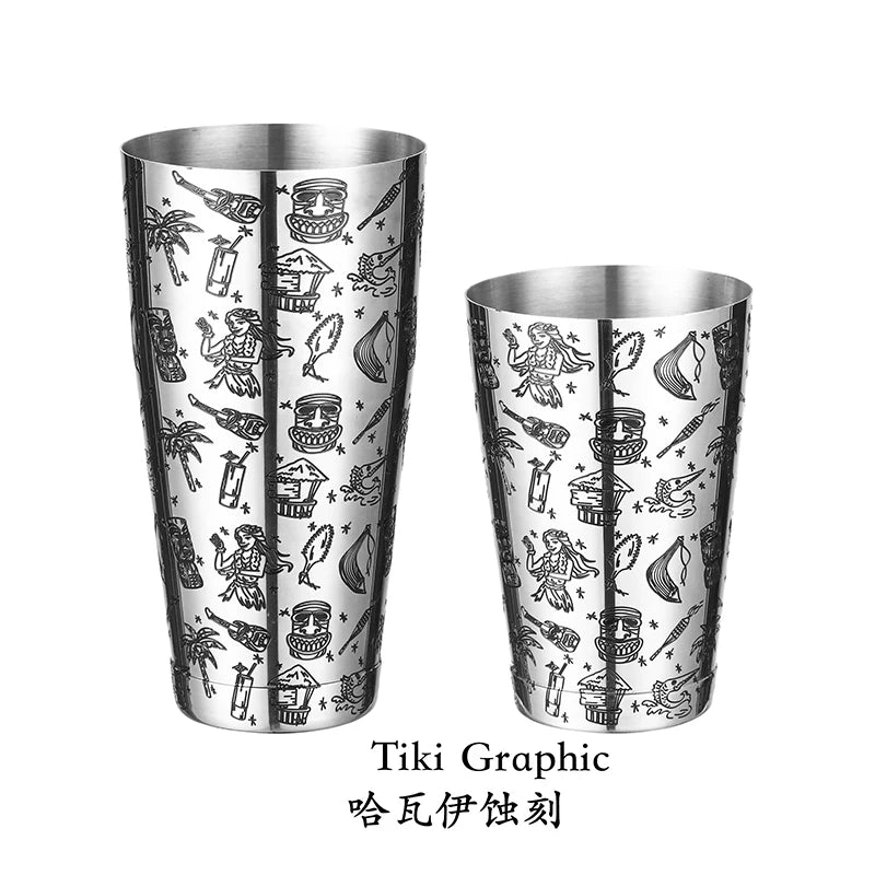 Stainless Steel Boston Shaker Bar Shaker with different Surface Finish -2 Piece Cocktail Shaker, 15-Ounce and 25-Ounce