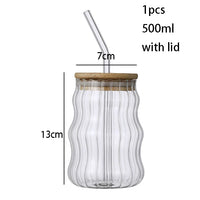 YWDL 1/2pcs 500ml Glass Tumblers Cups With Straw Mason Jar Clear Juice Coffee Milk Cup With Bamboo Lids Drinkware