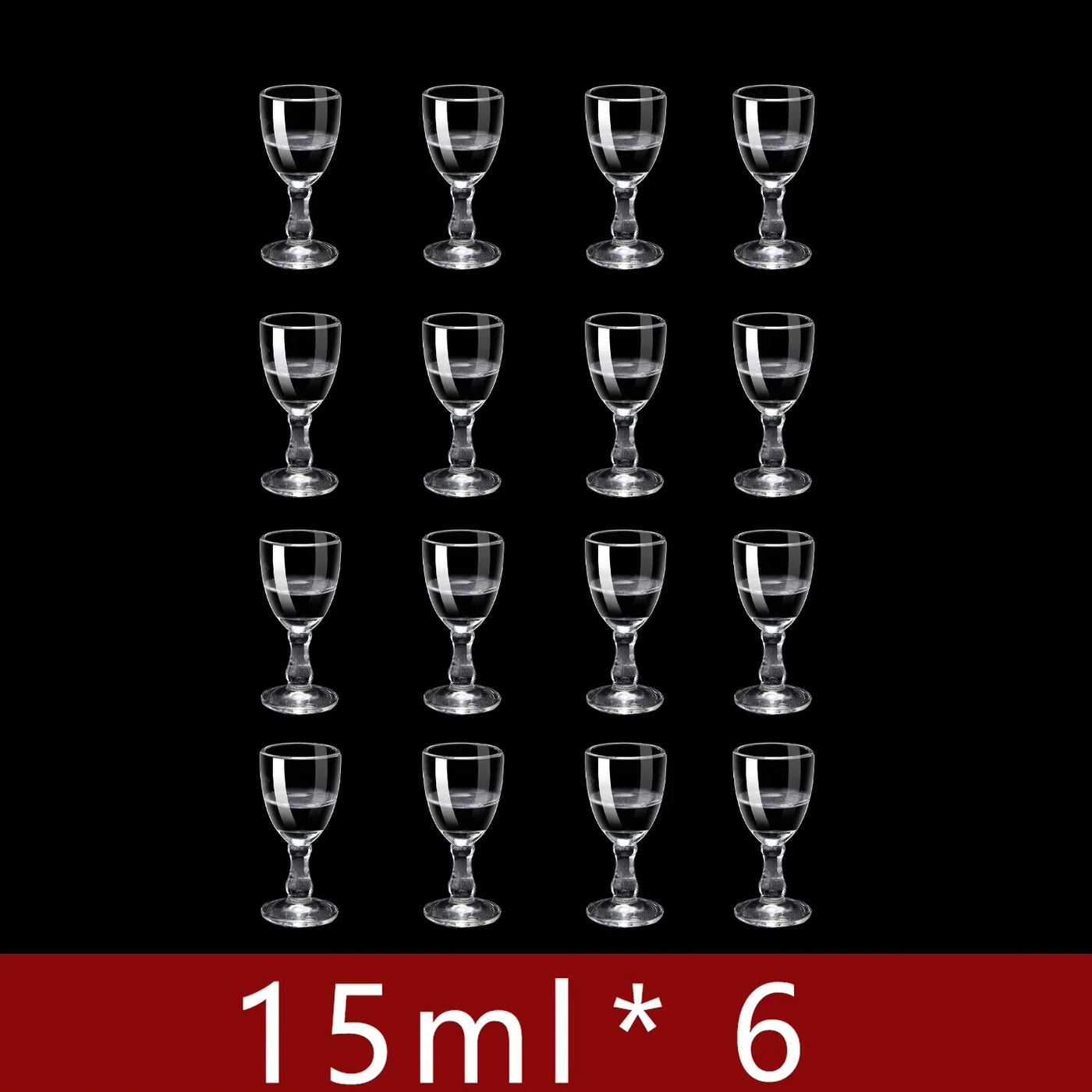 6pcs Mini Wine Cups Set 10/15/25ml Shot Glass Transparent Drinkware Tall Foot Goblet Liquor Spirits Glasses Drinking Cups