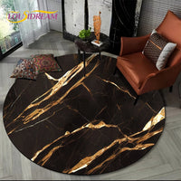 Luxurious Colour Marble Blue Green Gold Round Carpet Rug for Living Room Bedroom Sofa Decor,Kid Area Rug Non-slip Floor Mat Gift