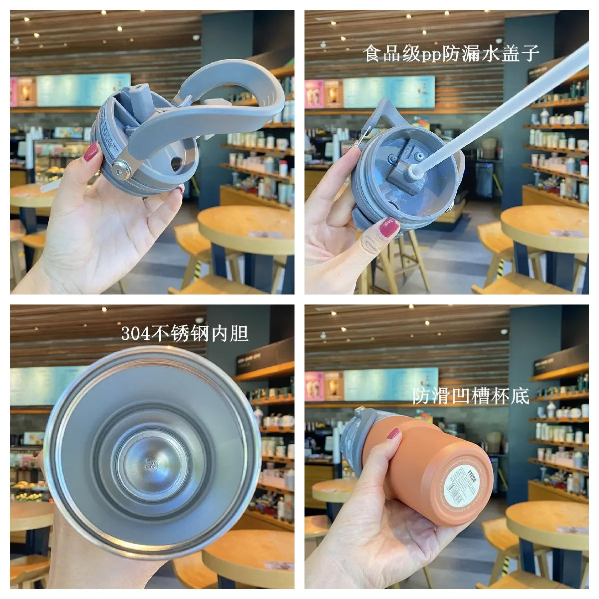 600ml 750ml 900ml Coffee Cup Thermal Vacuum Mug Stainless Steel Non-slip Leak-Proof Thermos Insulated Cup Milk Tea Water Bottle