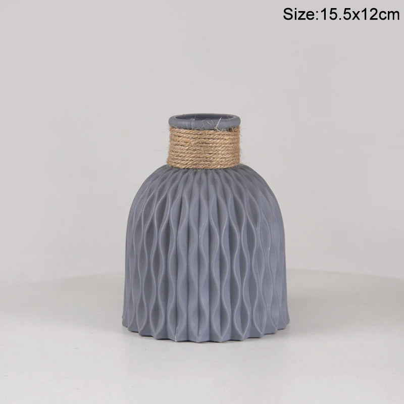 Modern Flower Vase Plastic Flower Bouquet Pot Basket Nordic Home Living Room Decoration Ornament Dinner Table Flower Arrangement