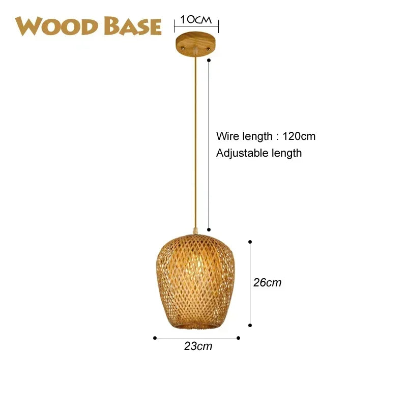 Bamboo Hanging Lamp Pendant Ceiling Light Rattan Wicker Lustre Hand Knit Braiding Suspended Home Dining люстра потол