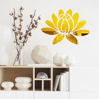 Lotus 3D Mirror Wall Sticker Home Living Room Bedroom Office Hallway Wall Decorations Acrylic Mirror Reflective Wall Sticker